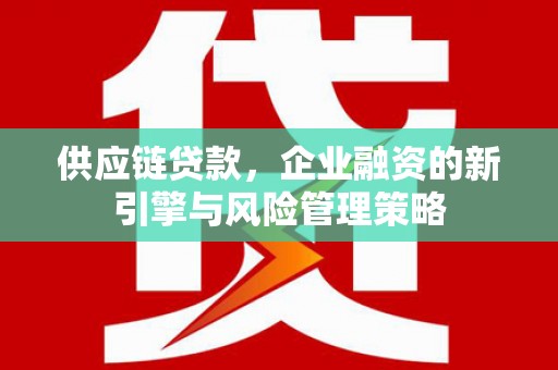 黄平供应链贷款，企业融资的新引擎与风险管理策略