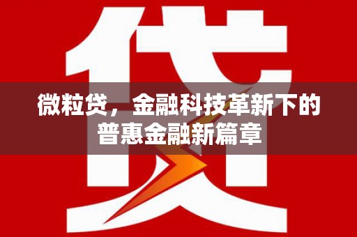 鹿寨微粒贷，金融科技革新下的普惠金融新篇章