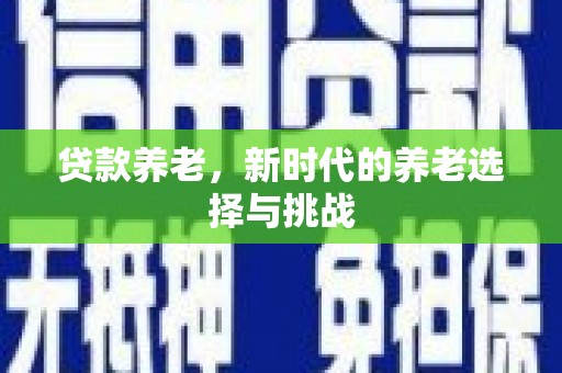 昭苏贷款养老，新时代的养老选择与挑战